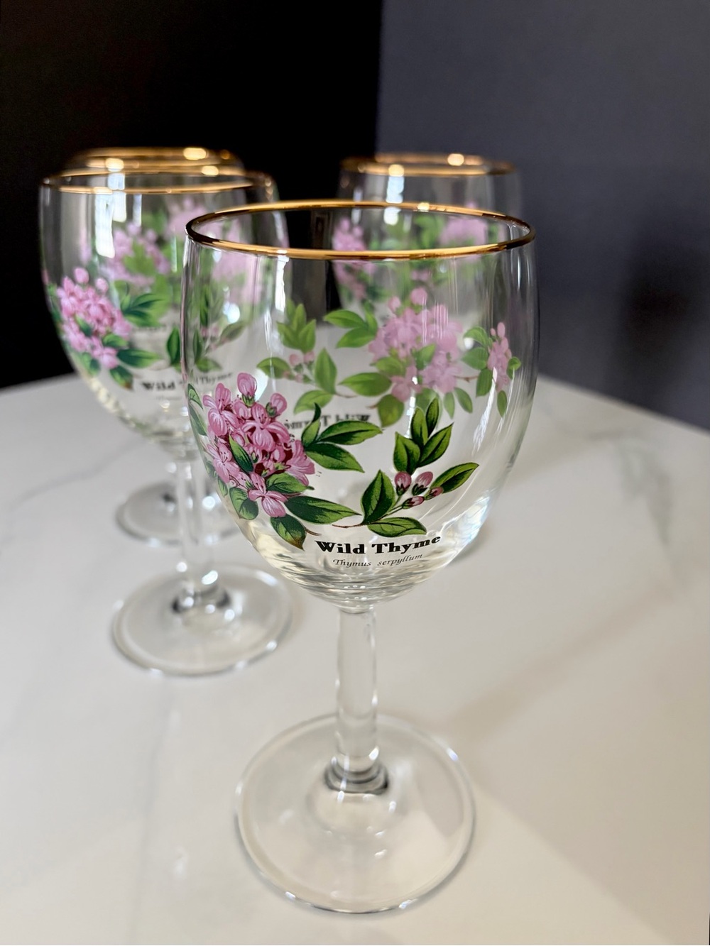 SET of 4 Thyme Wine Glasses by Royal Worcester